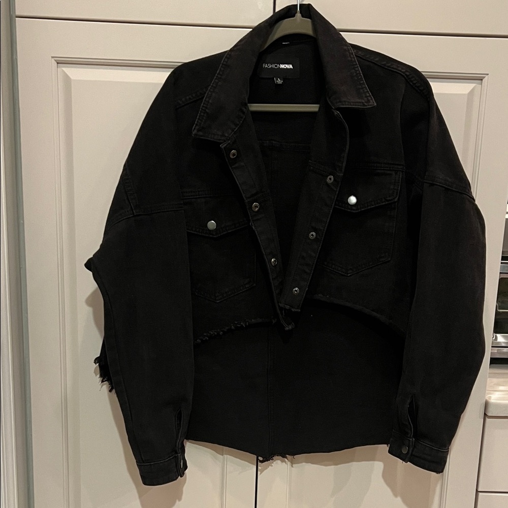 Fashion Nova Black Denim Jacket large